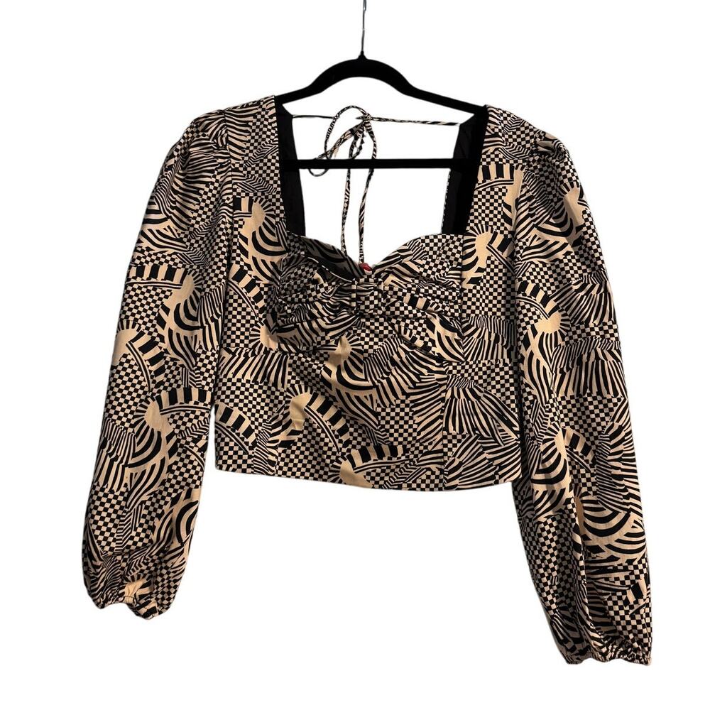 Farm Rio Sweetheart Long Sleeve Crop Top Size Medium